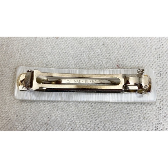Irridescent shimmery white stripe Made in France Barrette - Picture 2 of 5
